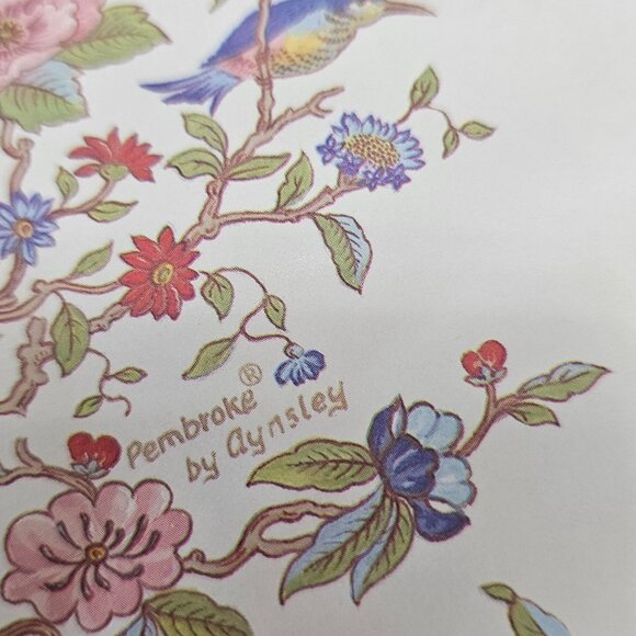 6 Ansley Pembroke Coaster set 4" England floral bird cork backed home bar vtg - Picture 4 of 9